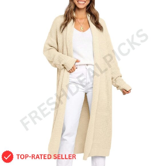 Oversized Long Cardigan Sweater Elegant Minimal Chic Open Front Winter Coat